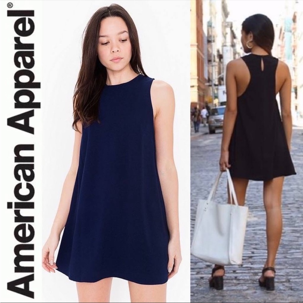 American Apparel Crew Neck A Line Dress in Black Size Medium
